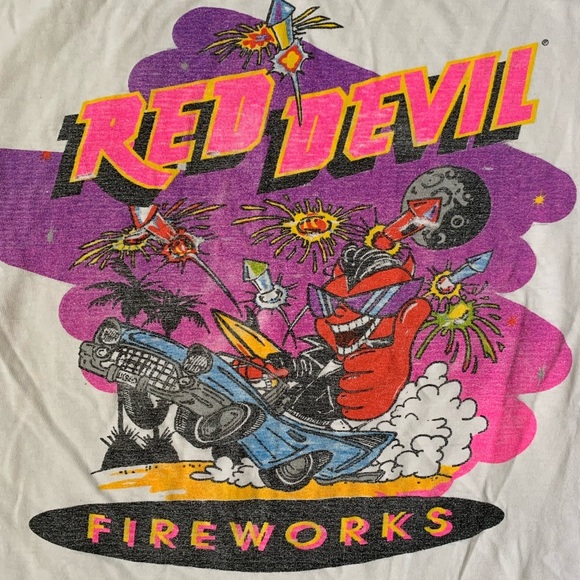 Vintage red devil fireworks shirt sleeve tee size small - Picture 15 of 15